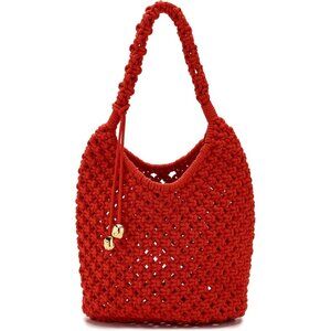 Women's Bright Flame Large Rope Pouchette Casual Cotton Crossbody Bag